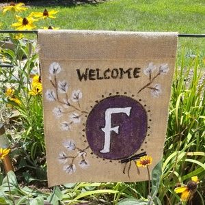 Personalized Burlap handpainted garden flag